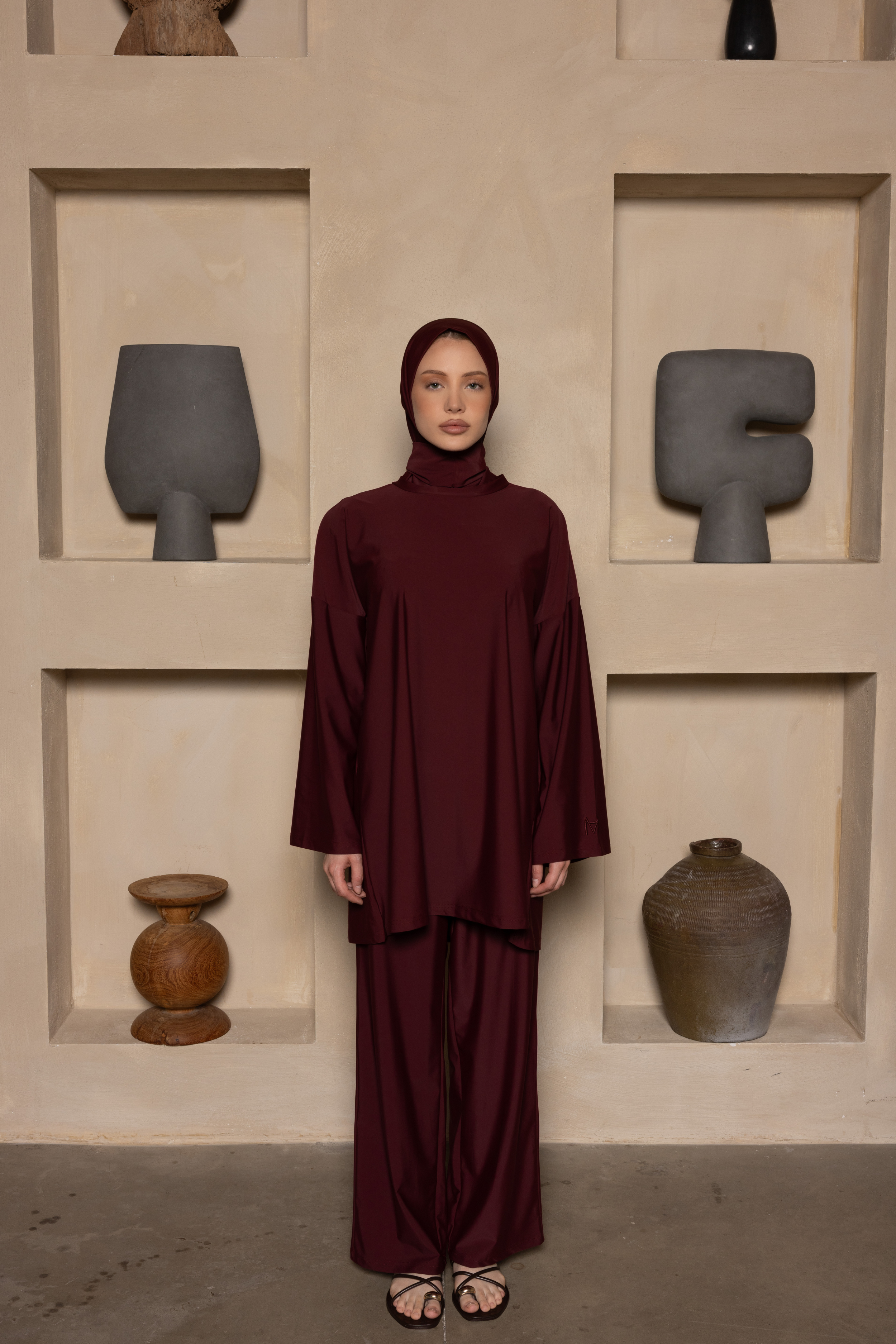 Zwarte burkini met elegante ruches en volledige bedekking (Zwart, XXL=42 Zwarte burkini met elegante ruches en volledige bedekking (Zwart, XXL=42