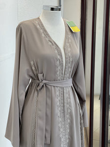 Abaya with embroidery and ribbon