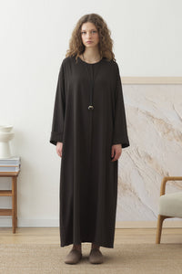 REORIA Dames Sexy Ronde Hals Lounge Lange Jurk Elegant Lange Mouwen Geribbelde Bodycon Maxi Jurken, Zwart, XS